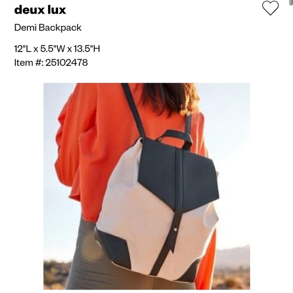NWT never used Deux Lux Demi backpack - Picture 2 of 4